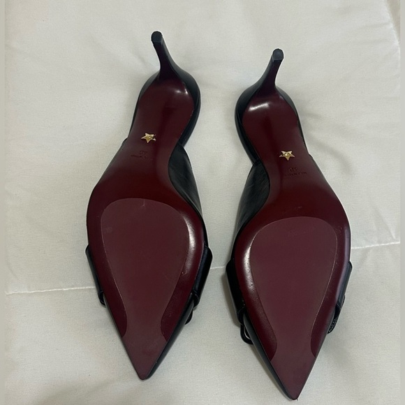 Like new Giorgio Fabiani black leather heeled mules Sz 40 - Picture 3 of 5